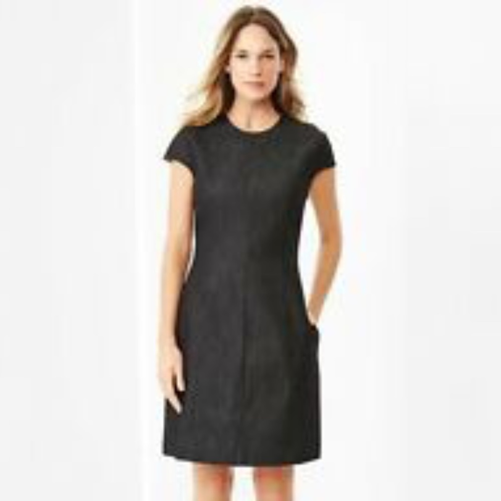 NEW GAP Denim dress  dark blue Wash Midi short  cap sleeve  sz 6